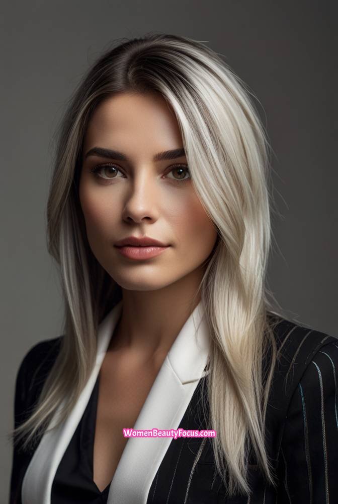 8. Dark Brunette with Cool Platinum Highlights