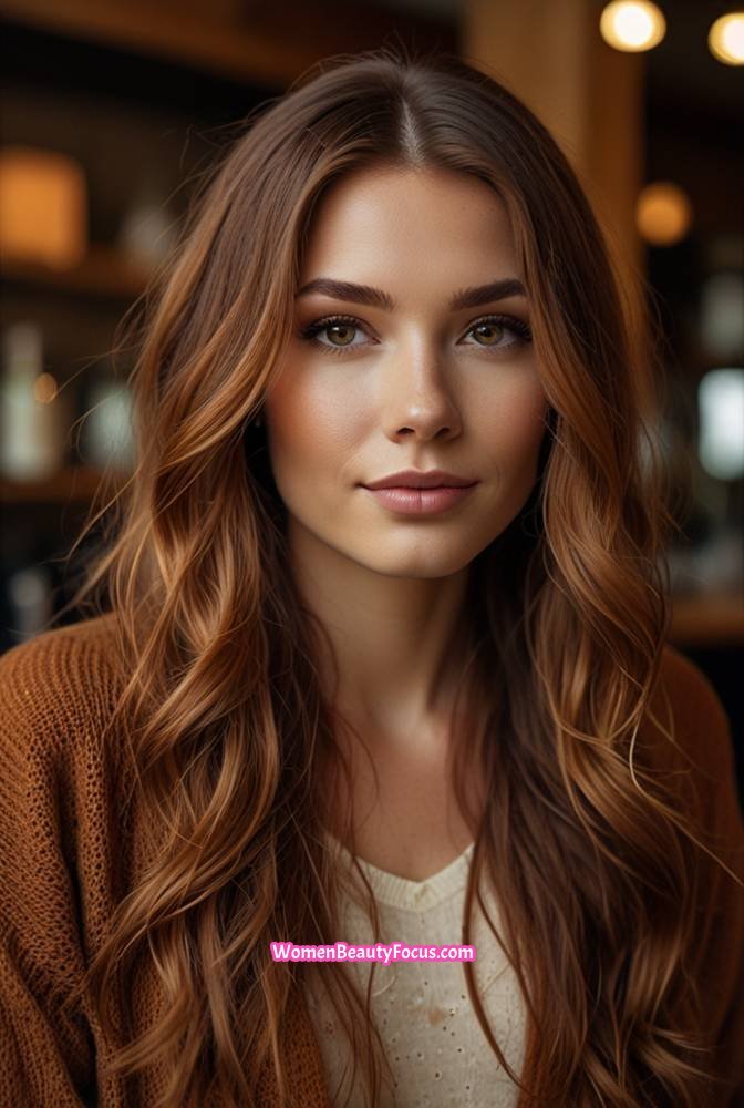 9. Warm Maple Brown with Copper Balayage