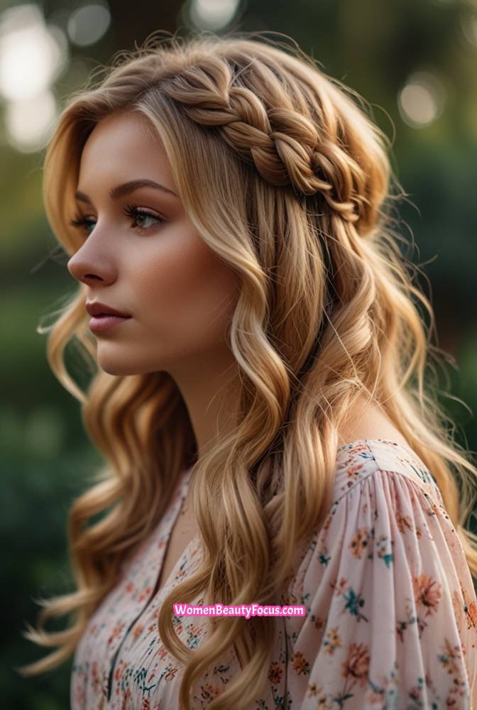 9. Waterfall Braid with Soft Curls