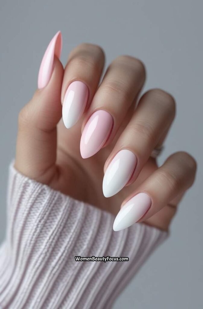 1. Baby Pink to White Ombre Nails