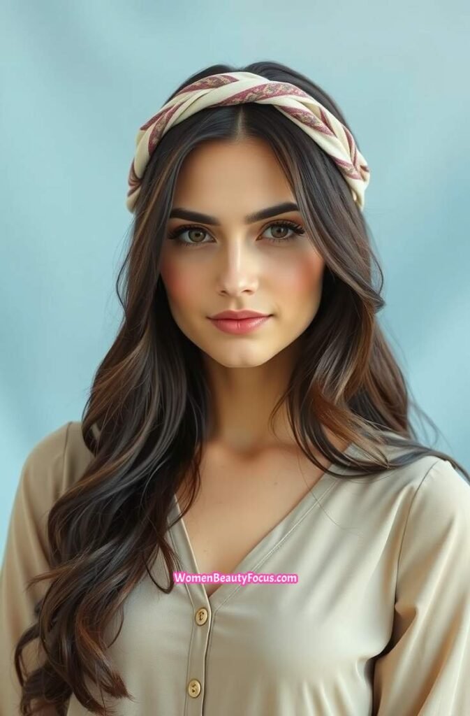 1. Boho Headband with Loose Waves Front View