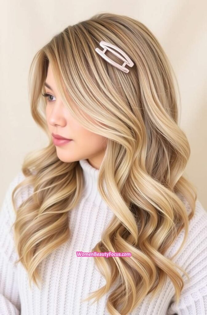 1. Casual Claw Clip with Soft Waves Front View