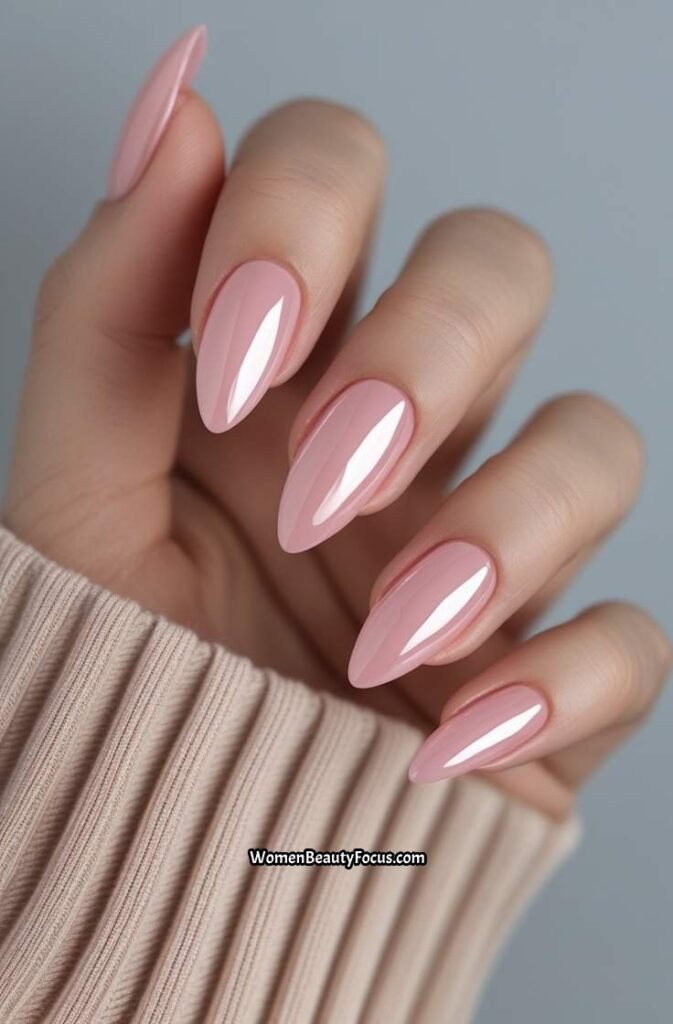 1. Classic Pink Gel Nails with High Gloss