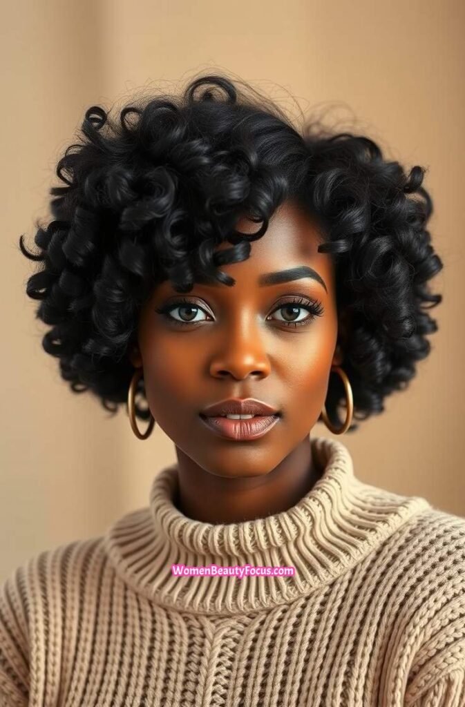 1. Defined Curls with Side Part Volume Front View