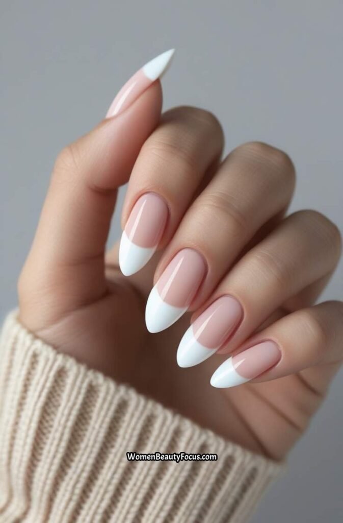 1. Elegant White French Tip Nails