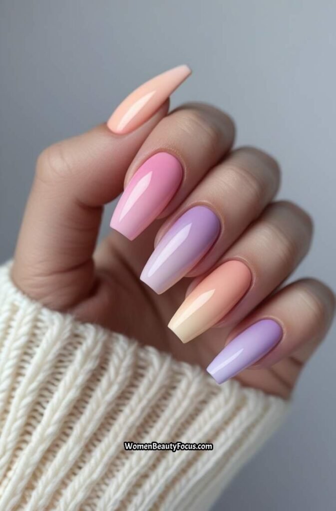 1. Pastel Ombre Short Nails