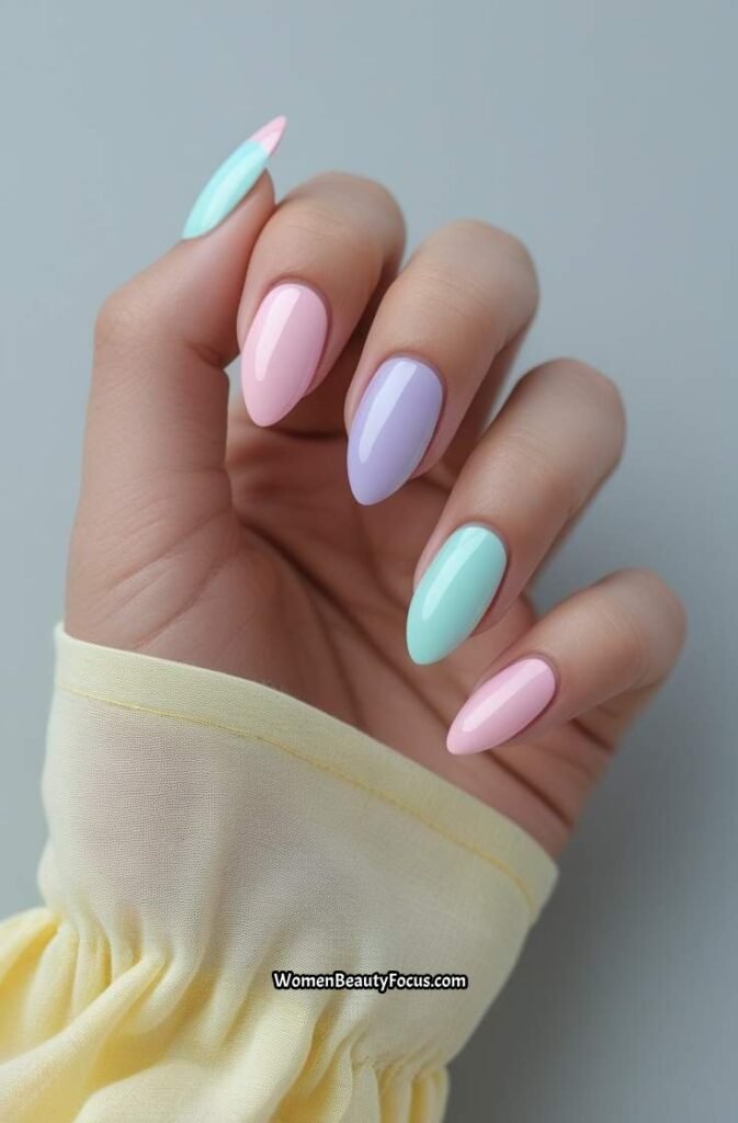 1. Pastel Rainbow French Tips