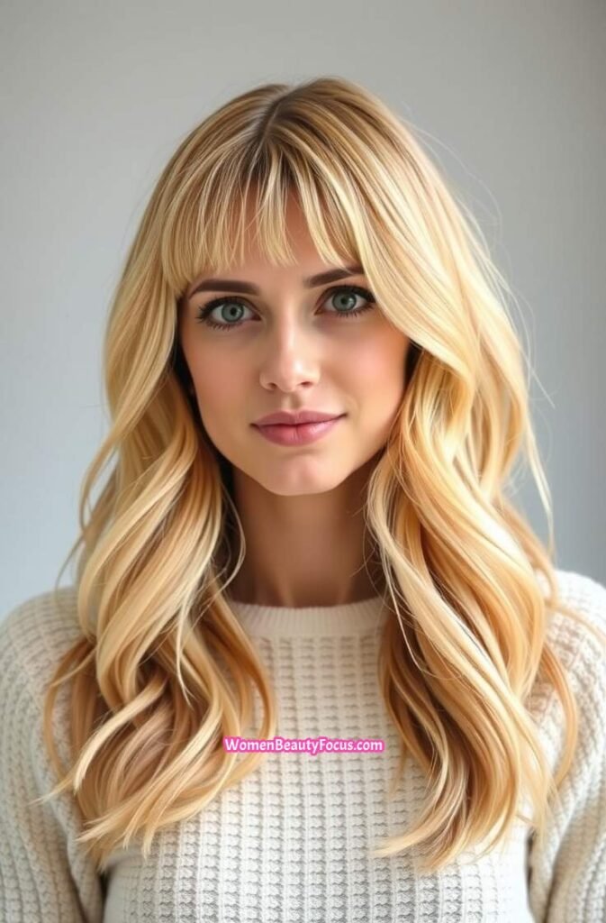 1. Peach Ombre Hair with Soft Waves FrontStraight View