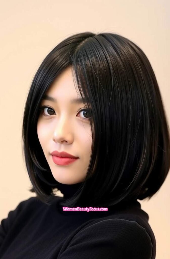 1. Sleek Bob with Side Parted Bangs Front View