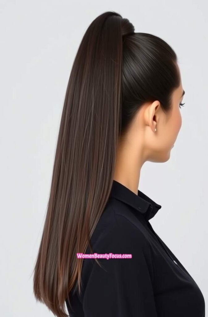 1. Sleek High Ponytail FrontStraight View