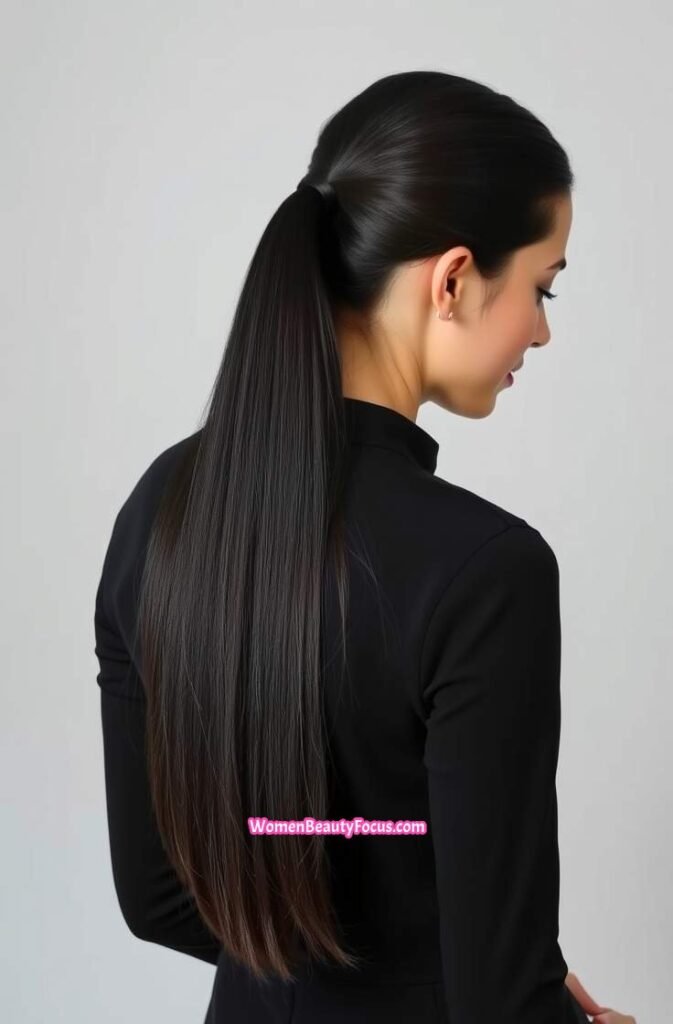1. Sleek Slicked Back Ponytail Front View
