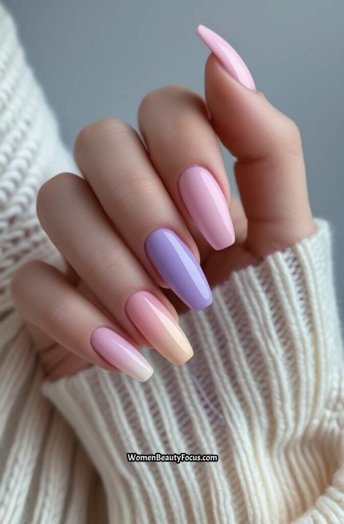 1. Soft Pink Pastel Ombre Nails
