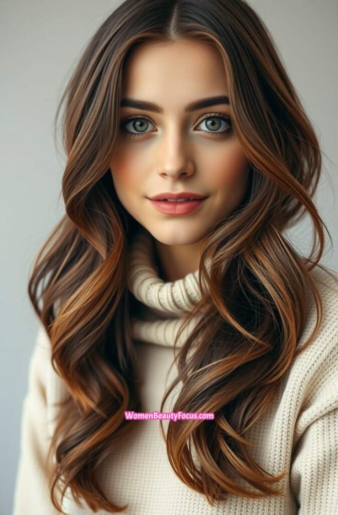 1. Soft Waves with Curtain Bangs FrontStraight View 1