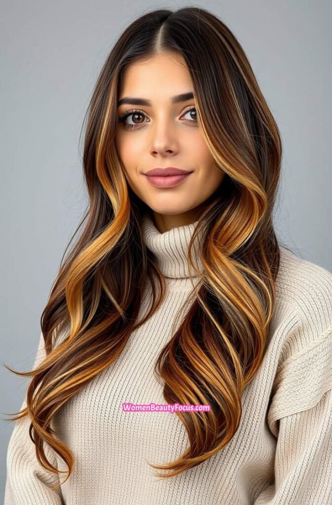 1. Soft Waves with Honey Highlights FrontStraight View
