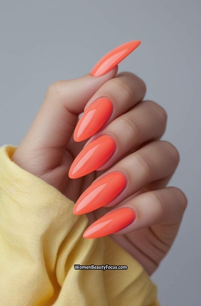 1. Tropical Coral Acrylic Nails