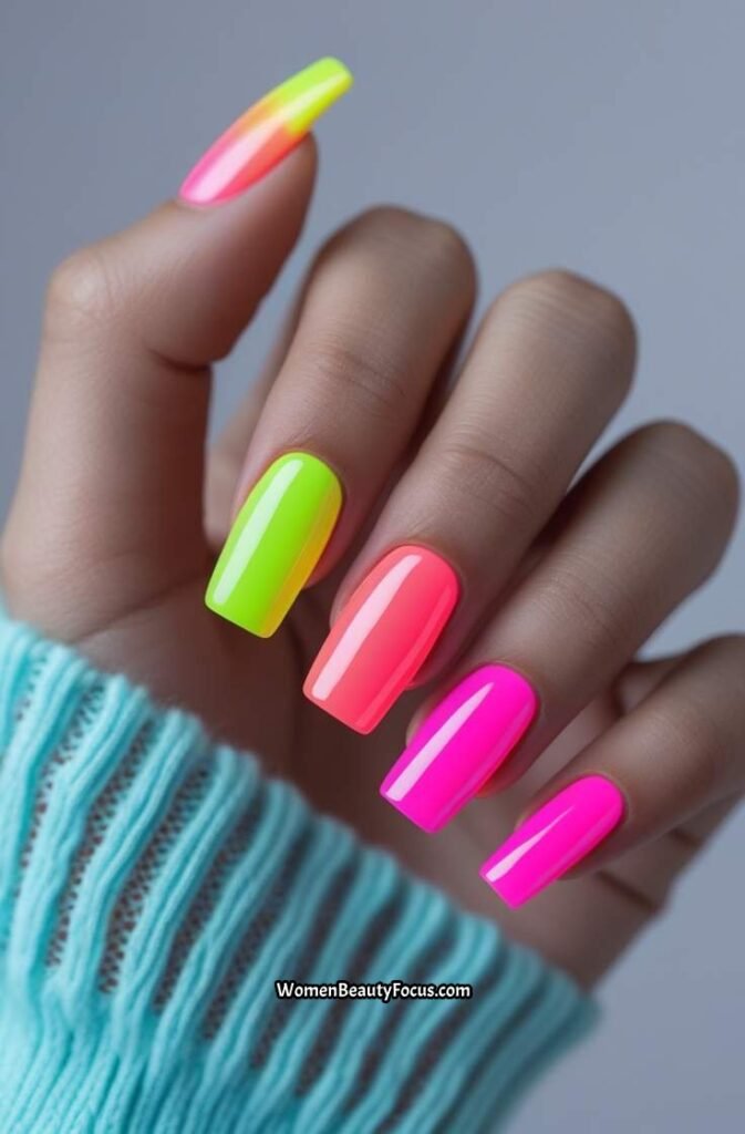 1. Vibrant Neon French Tips