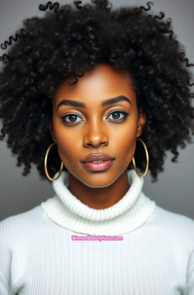 1. Voluminous Afro with Defined Curls Front View