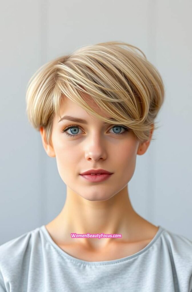 1. Voluminous Pixie Cut FrontStraight View