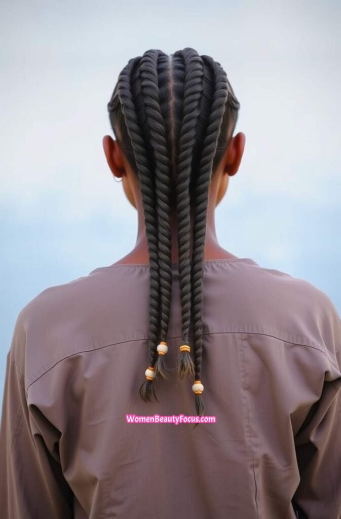 10. Back View of Fulani Braids with Small Twists Back View