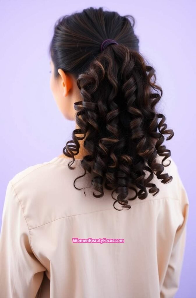 10. Back View of a Loose Curly Ponytail Back View