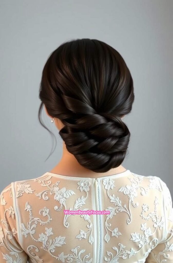 10. Braided Low Bun Back View