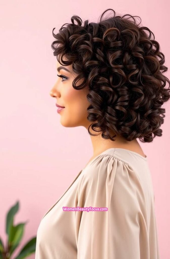 10. Curly Bob with Soft Layers Side View