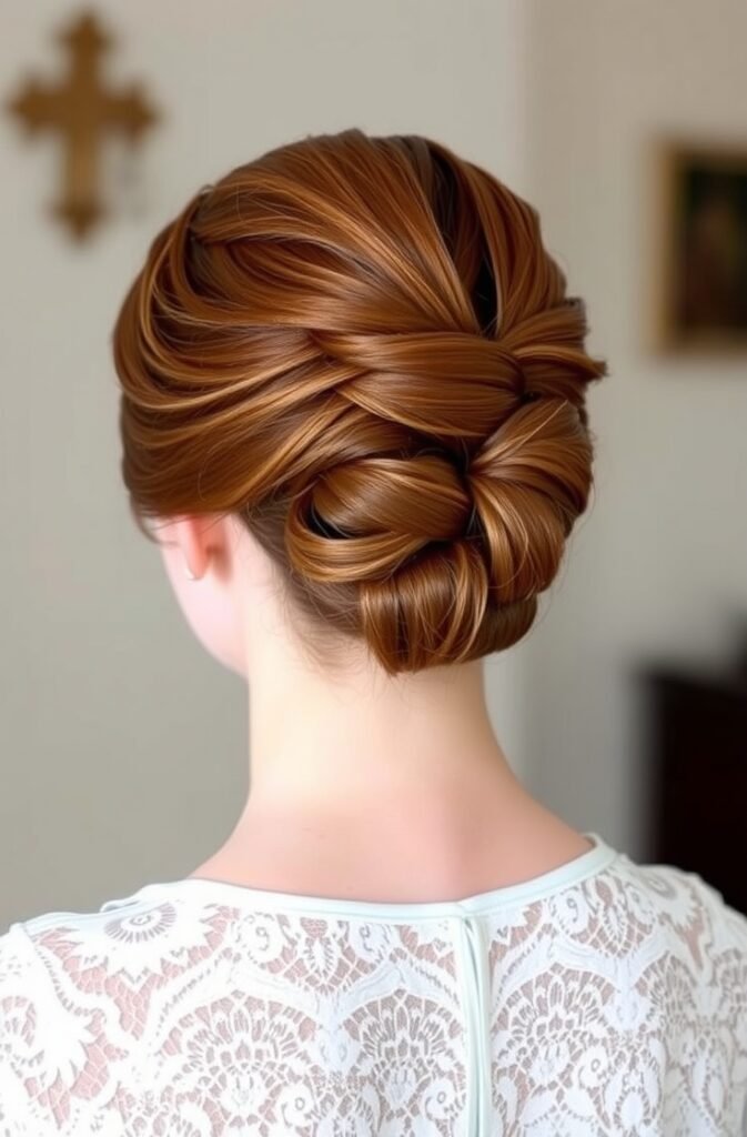10. Elegant French Twist with Soft Volume Back View 1