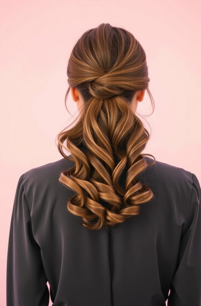 10. Half Up Half Down Ponytail Back View