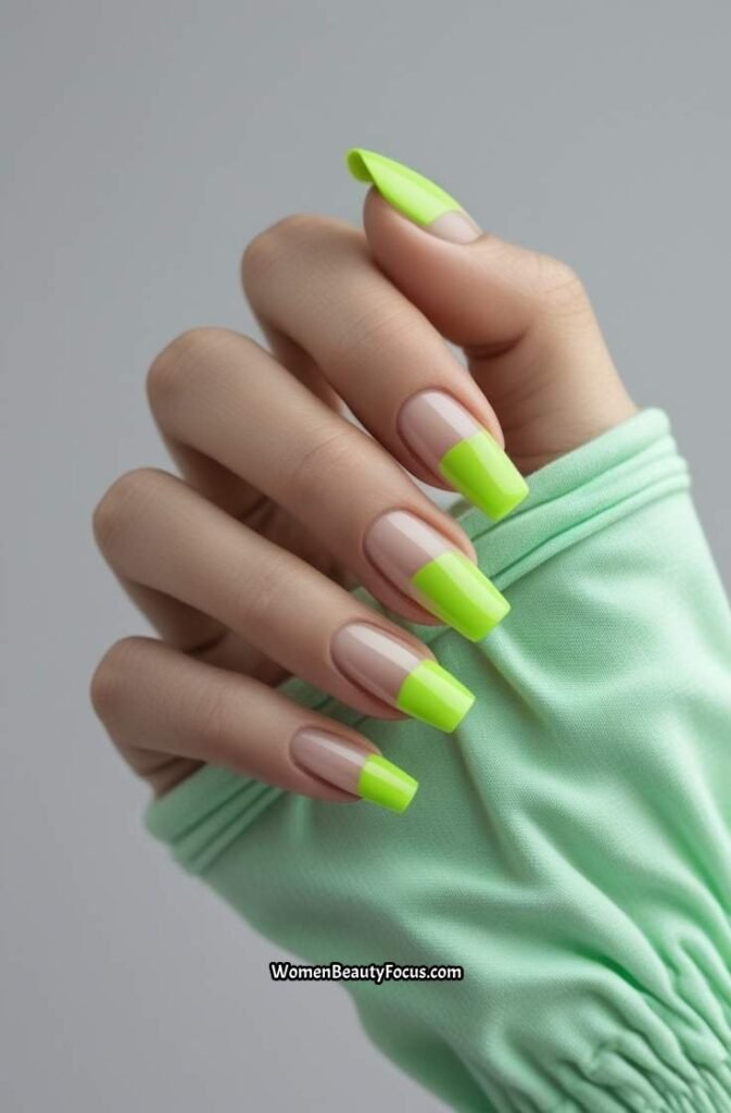 10. Lime Green Tips on Natural Base