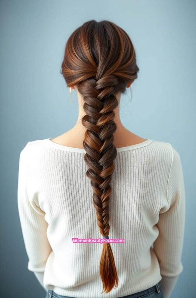10. Long Fishtail Braid Back View