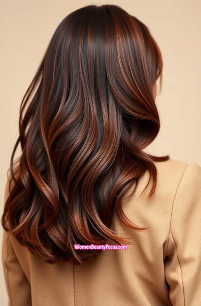 10. Mahogany Brown Mid Length Hair Back View
