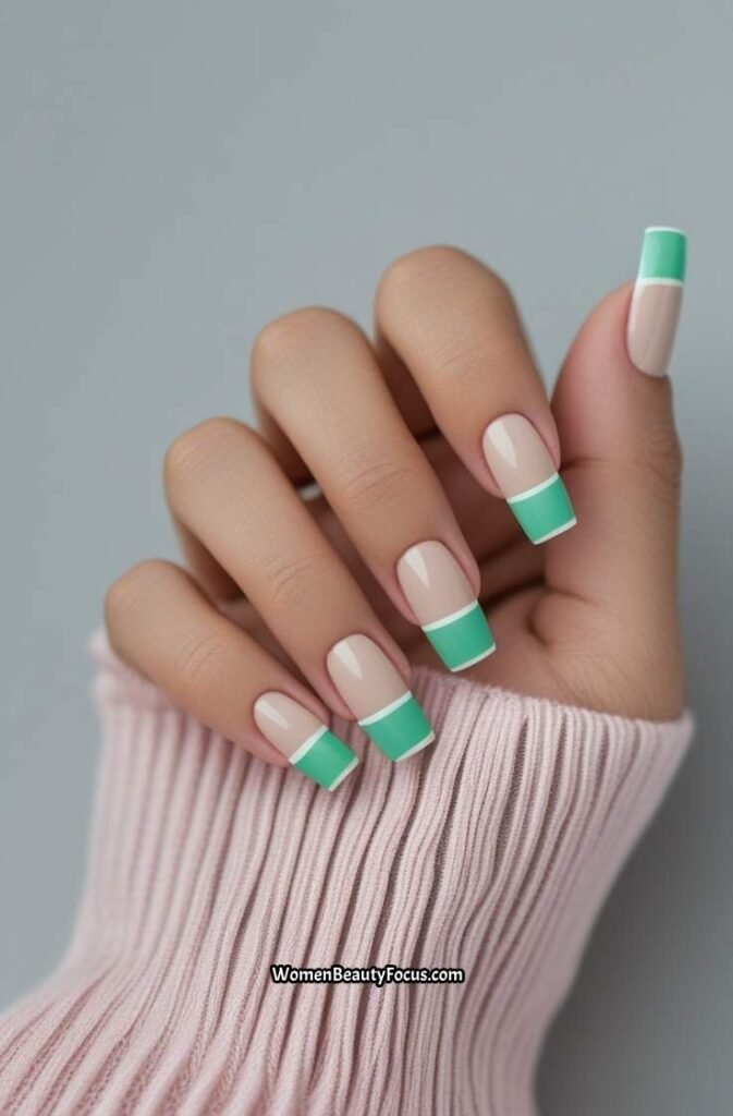 10. Mint Green French Tips