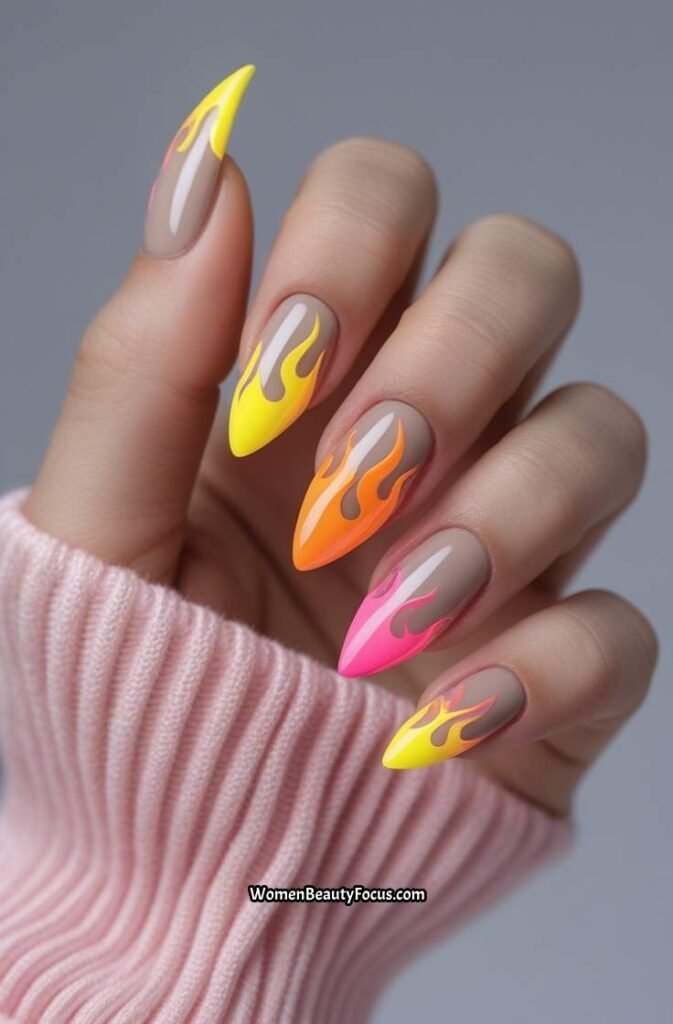 10. Neon Gradient Flame Tips