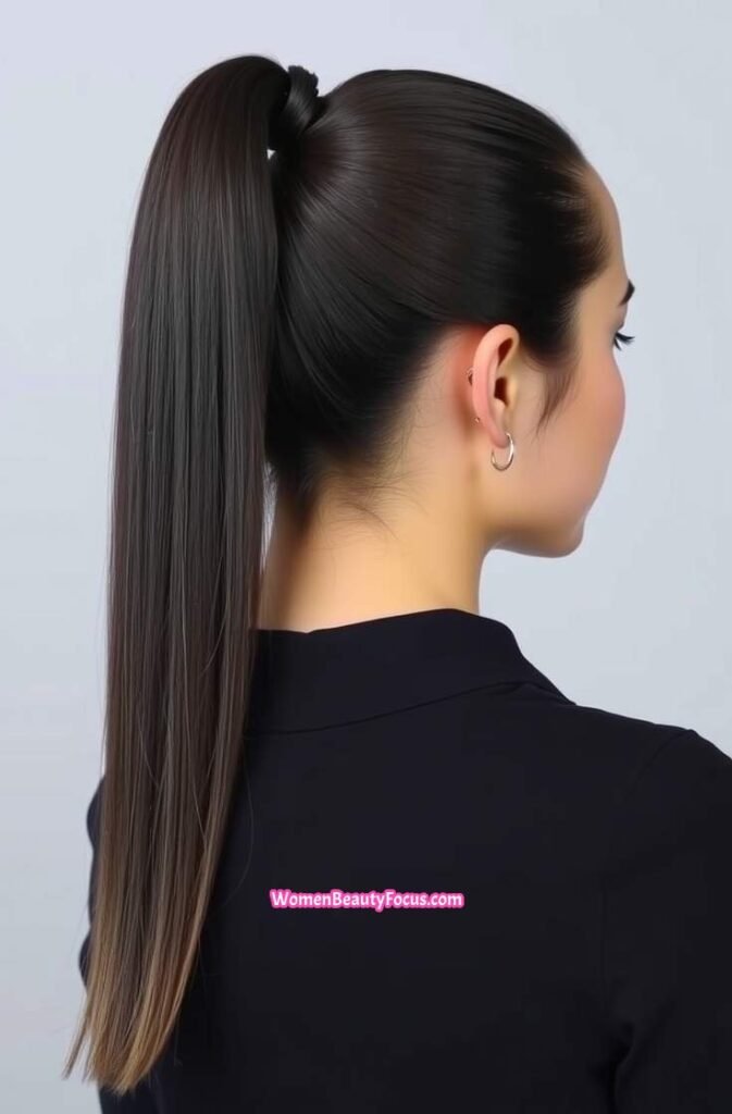 10. Sleek High Ponytail with Smooth Ends Side View