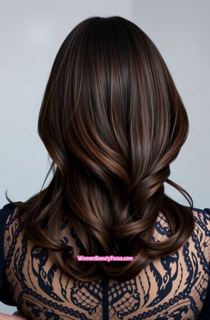 10. Sleek Mid Length Hair with Soft Waves Back View
