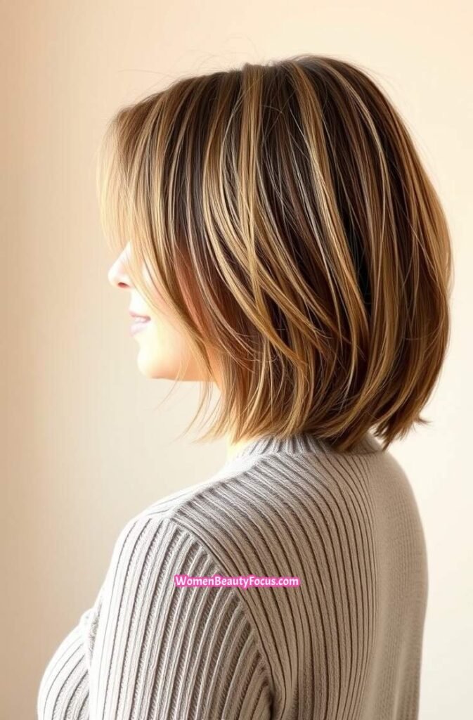 10. Textured Straight Bob with Subtle Layers Side View