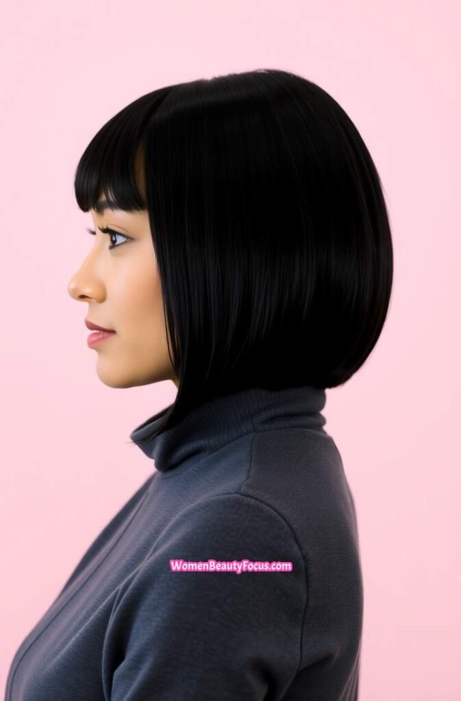 10. Tucked Behind the Ear Blunt Cut Side View