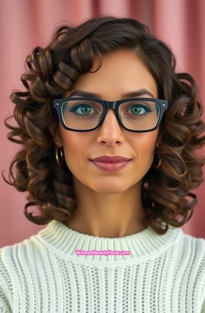 10. Voluminous Curls with Side Part