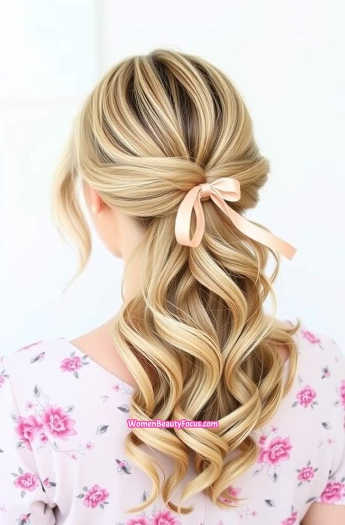 10. Wavy Low Ponytail Back View