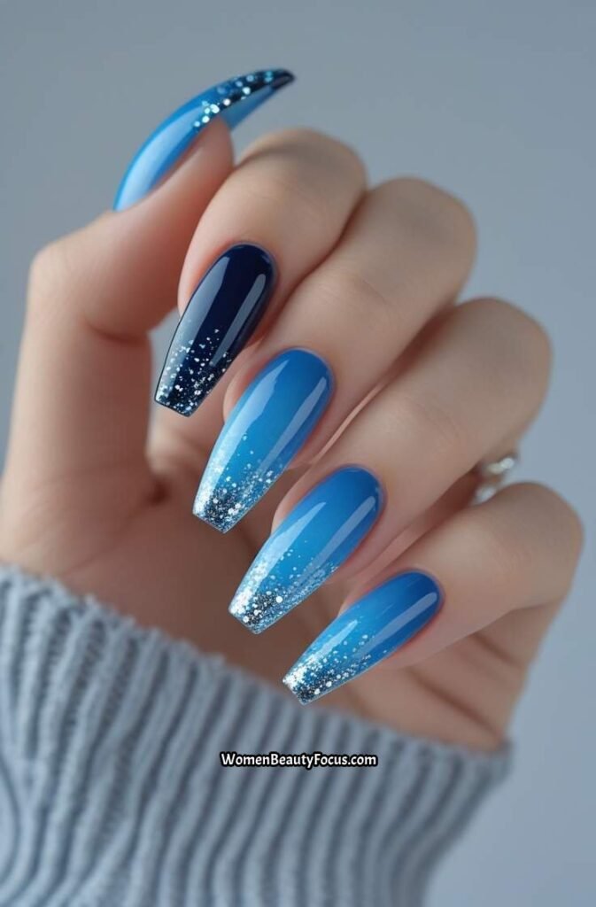 11. Blue Gradient with Silver Glitter