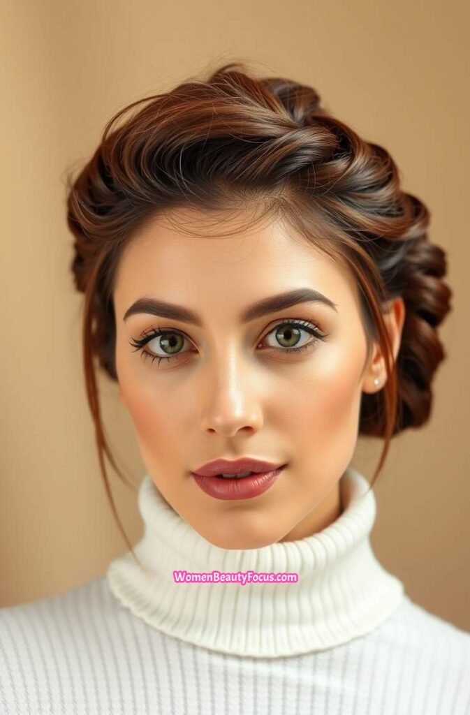 11. Braided Bun with Wispy Strands Front View