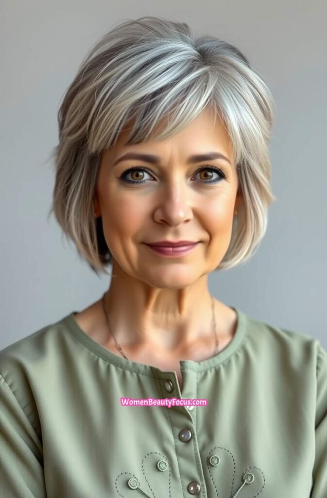 11. Chic Short Shag with Face Framing Layers Front View