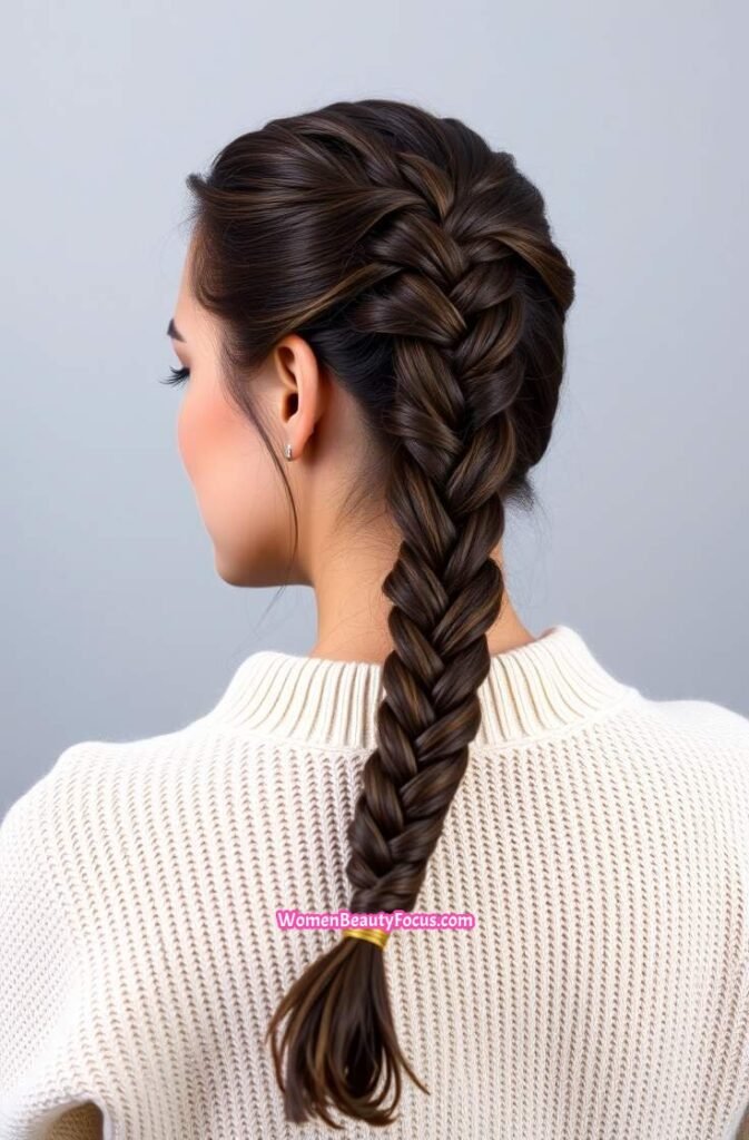 11. Classic Braid with Loose Ends FrontStraight View 1