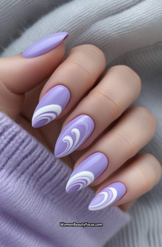 11. Lavender Swirl Acrylic Nails