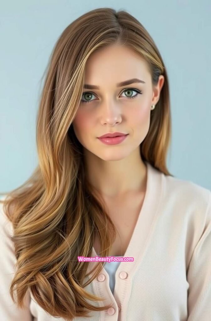 11. Long Flowing Locks with a Middle Part FrontStraight View