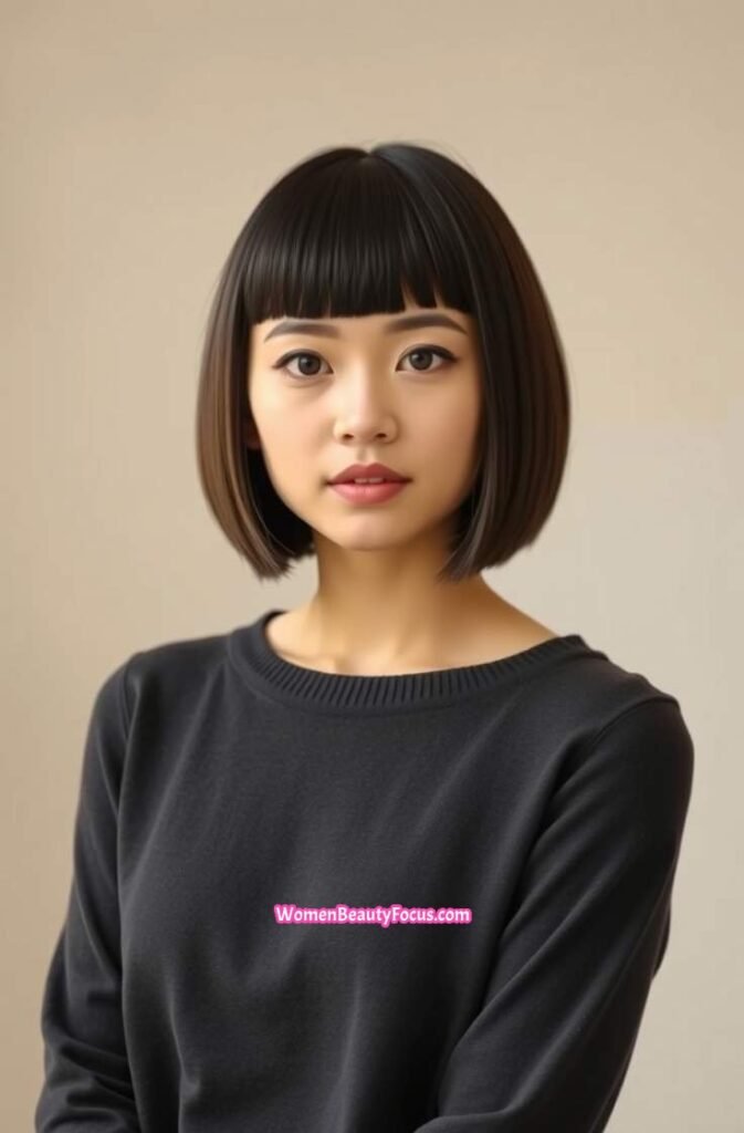 11. Modern Bowl Cut with Soft Bangs FrontStraight View