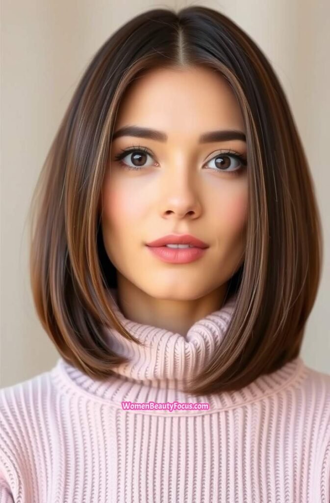 11. Rounded Bob with Side Part FrontStraight View