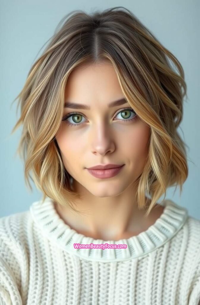 11. Shaggy Bob with Soft Loose Waves FrontStraight View