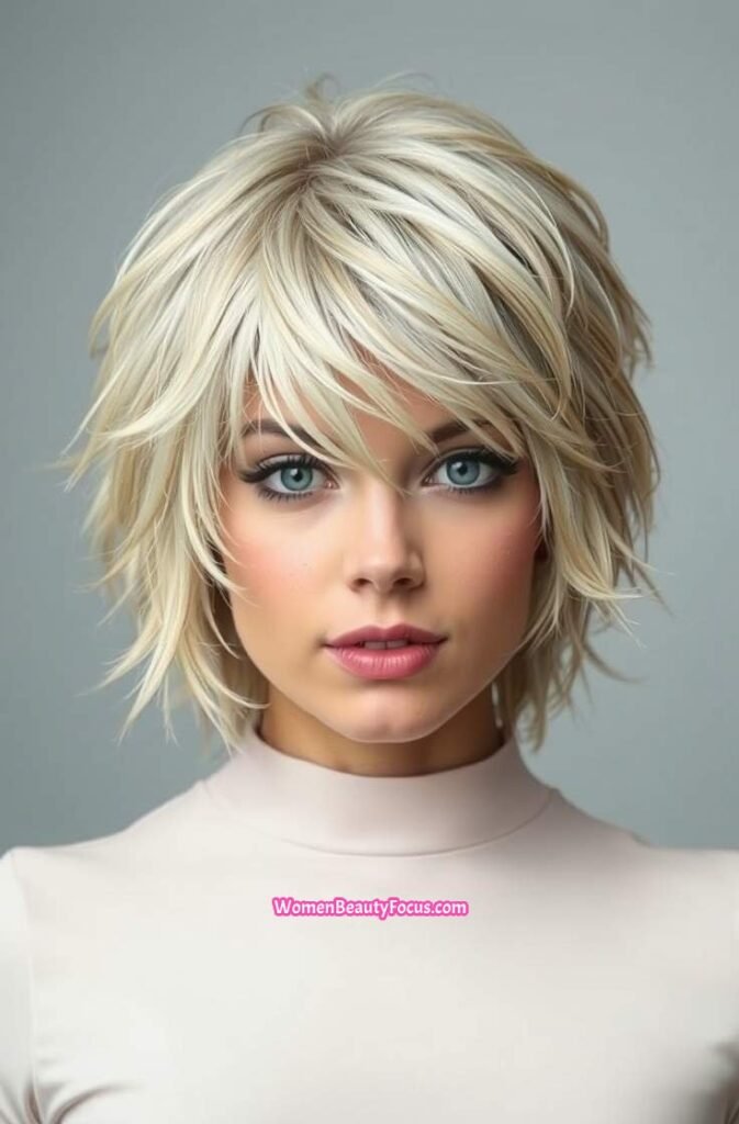 11. Short Shag Cut with Feathered Layers FrontStraight View