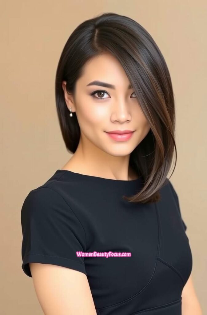 11. Sleek and Shiny Side Part Front View
